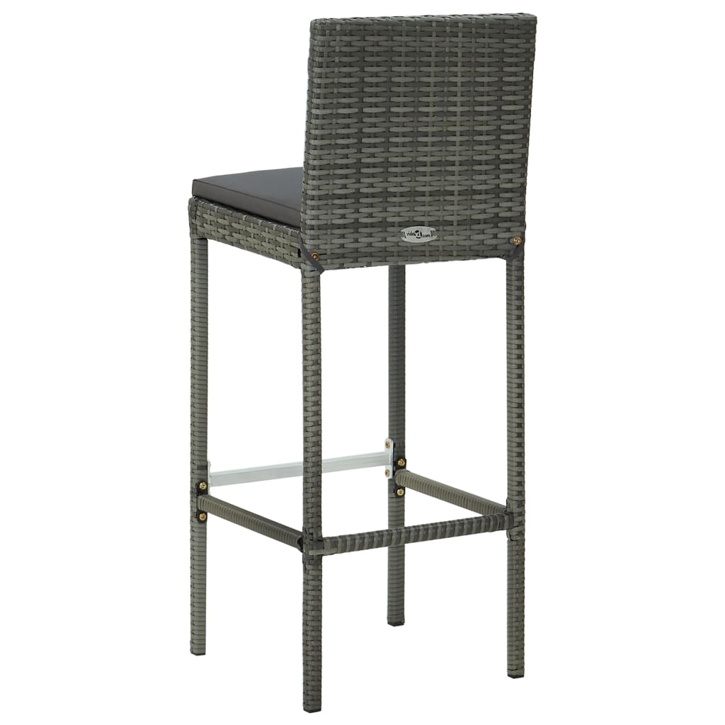5-delige Tuinbarset met kussens poly rattan grijs