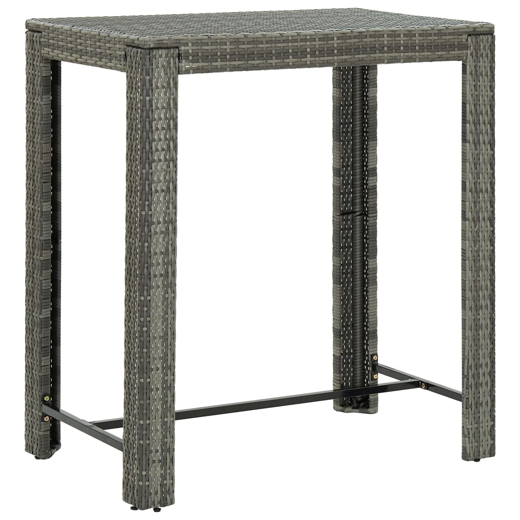 5-delige Tuinbarset met kussens poly rattan grijs