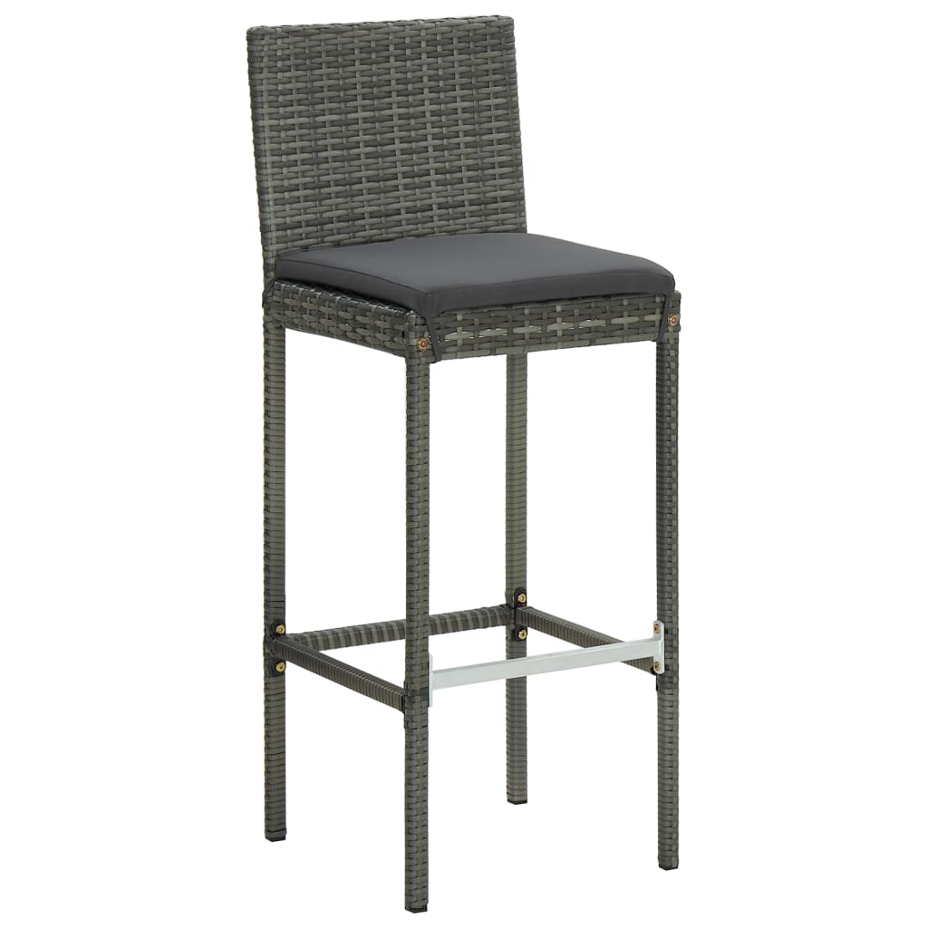 5-delige Tuinbarset met kussens poly rattan grijs