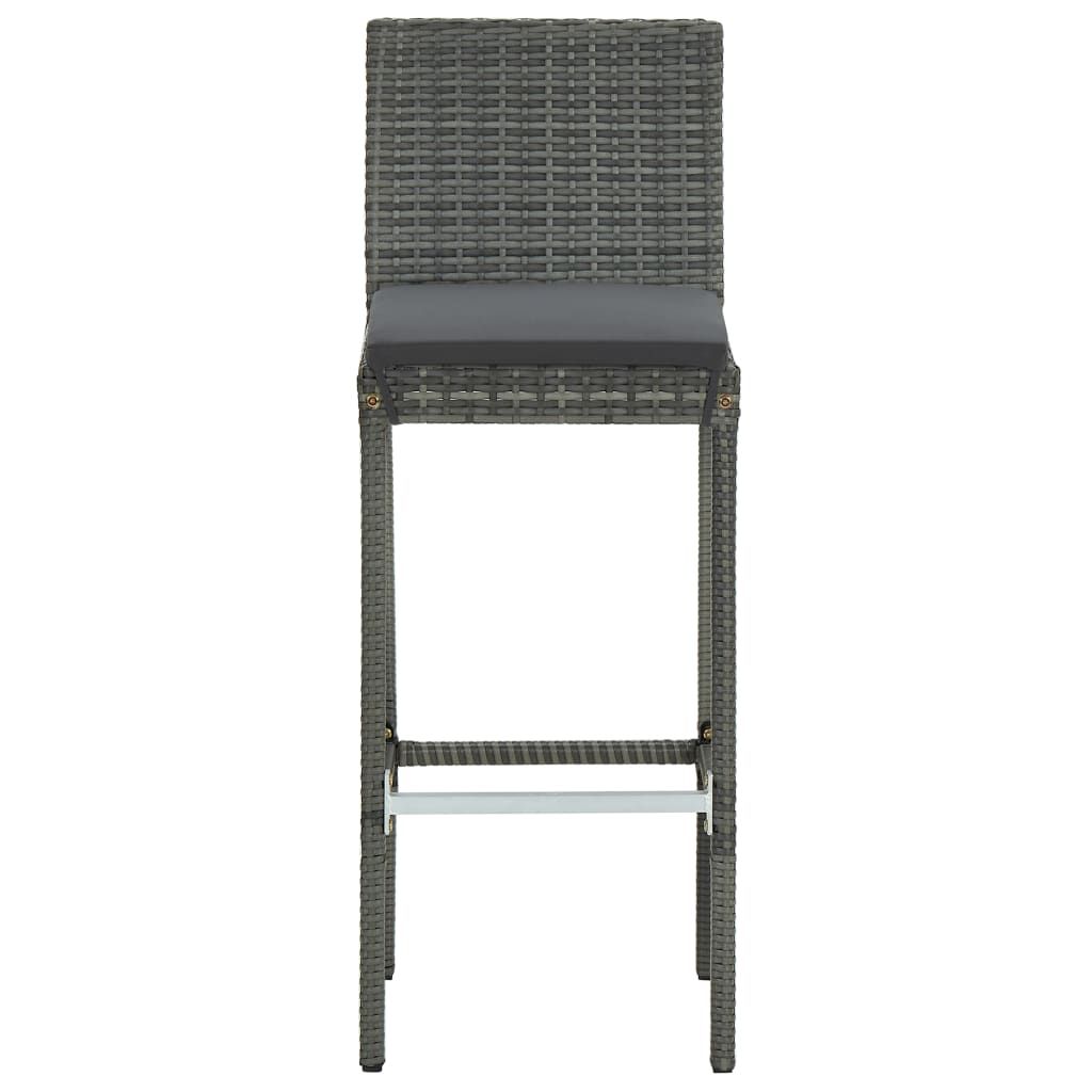 5-delige Tuinbarset met kussens poly rattan grijs