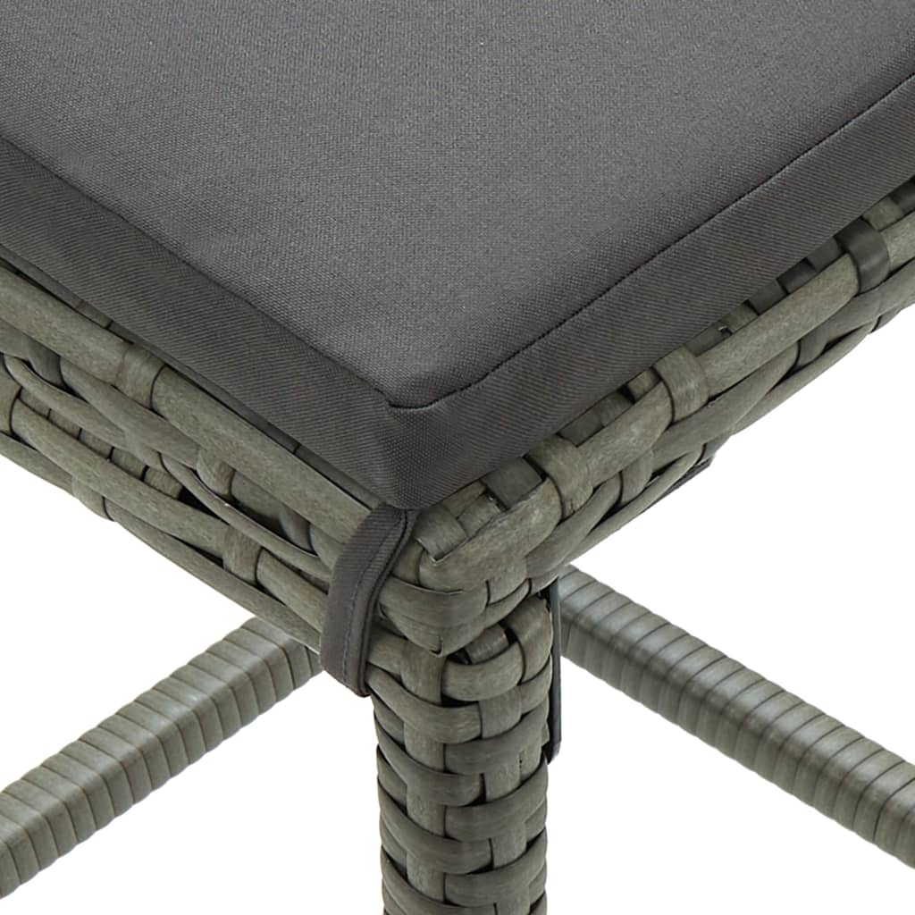 4-delige Tuinbarset met kussens poly rattan grijs