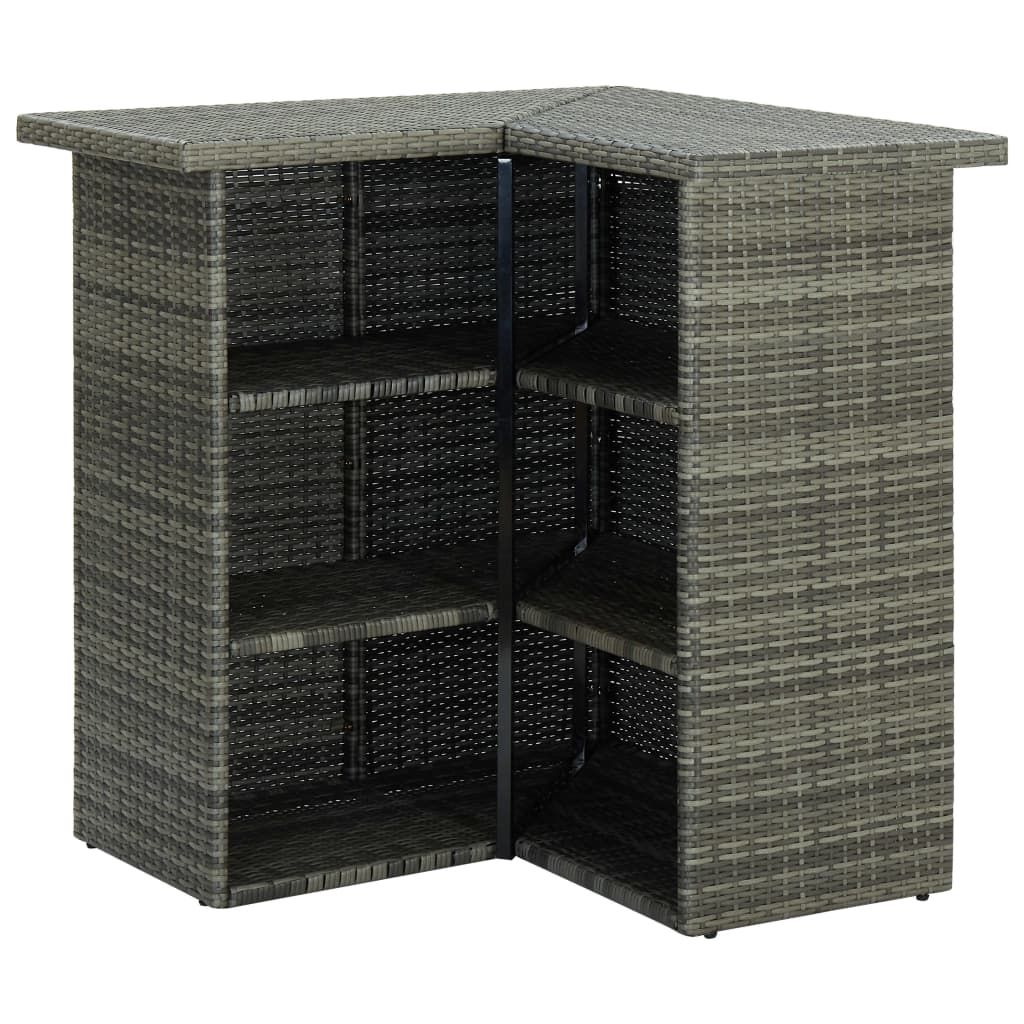 4-delige Tuinbarset met kussens poly rattan grijs