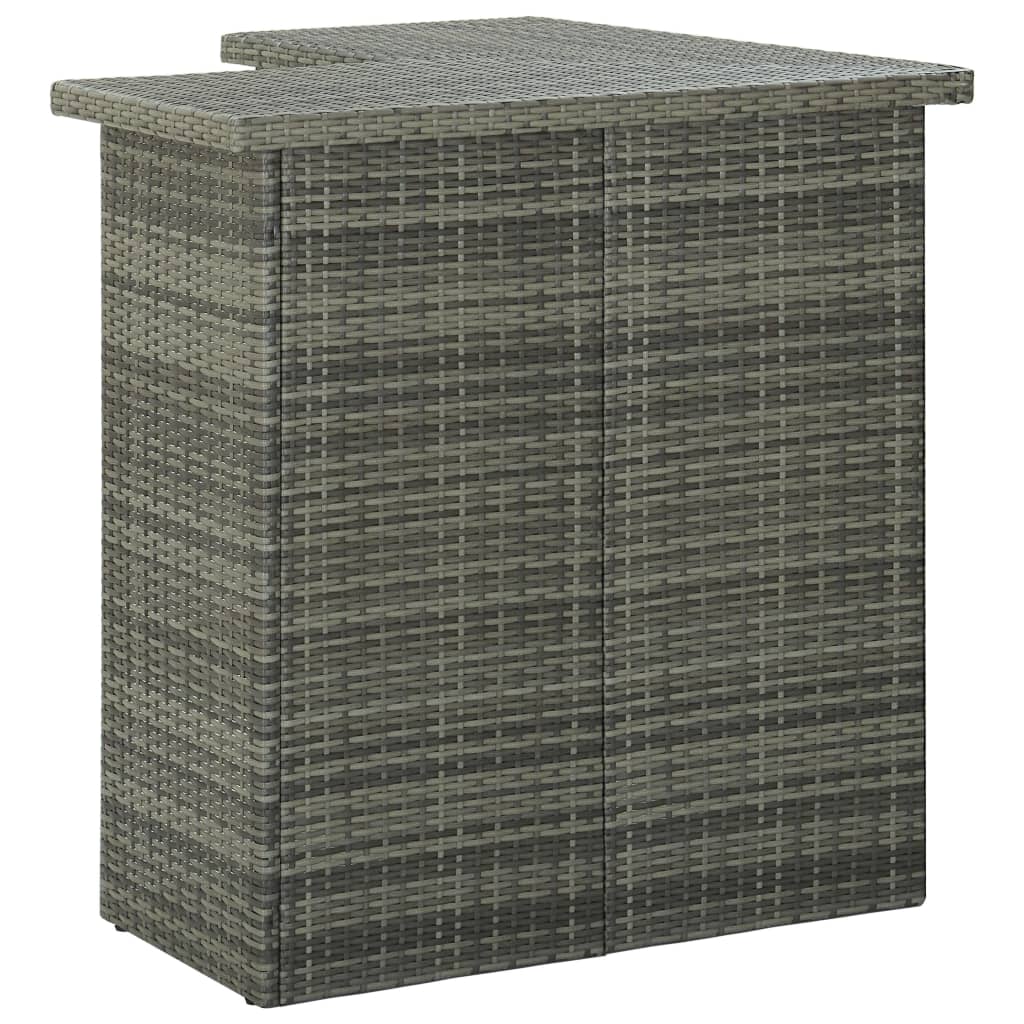 4-delige Tuinbarset met kussens poly rattan grijs