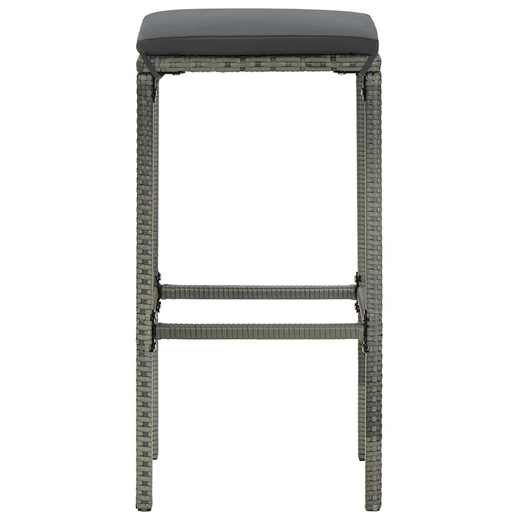 4-delige Tuinbarset met kussens poly rattan grijs