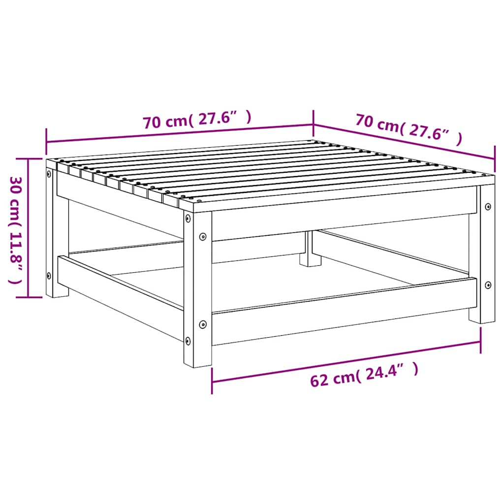 Tuinvoetenbank 70x70x30 cm massief grenenhout zwart