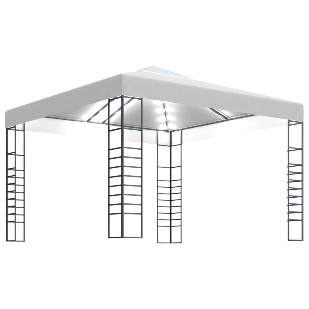 Tuinpaviljoen met LED-lichtslinger 3x3 m wit