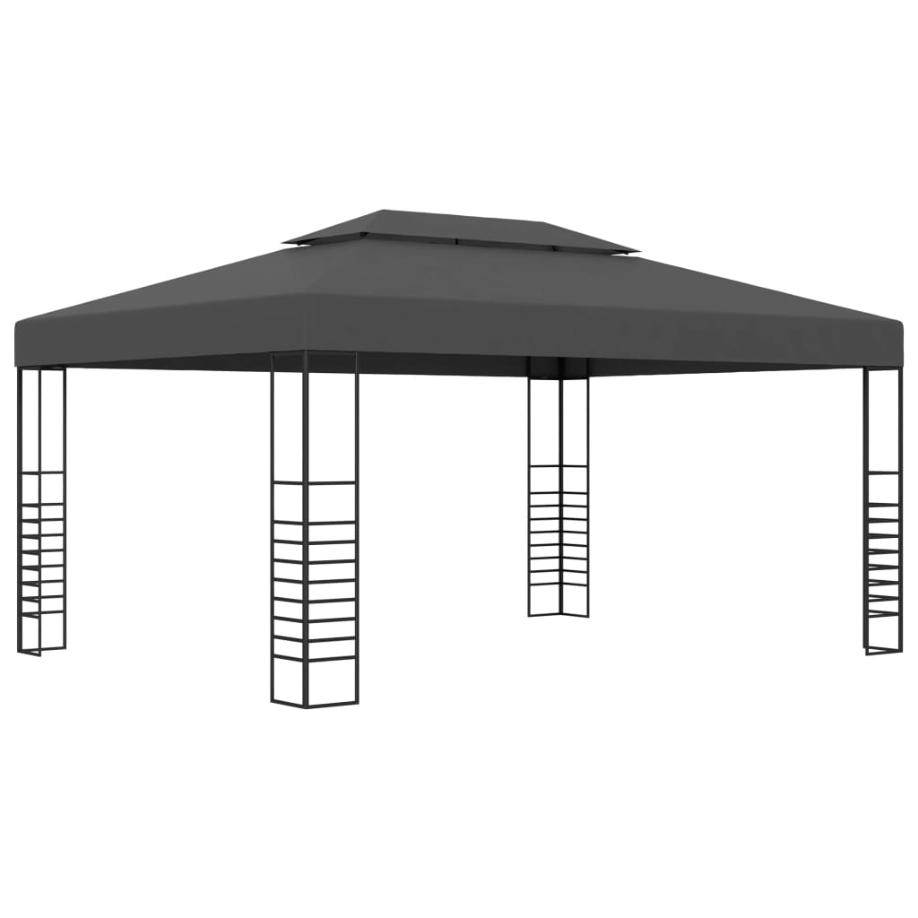 Prieel met LED-lichtslinger 3x4 m antracietkleurig
