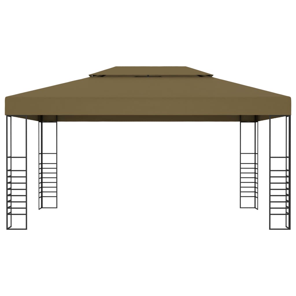 Prieel met LED-lichtslinger 3x4 m taupe