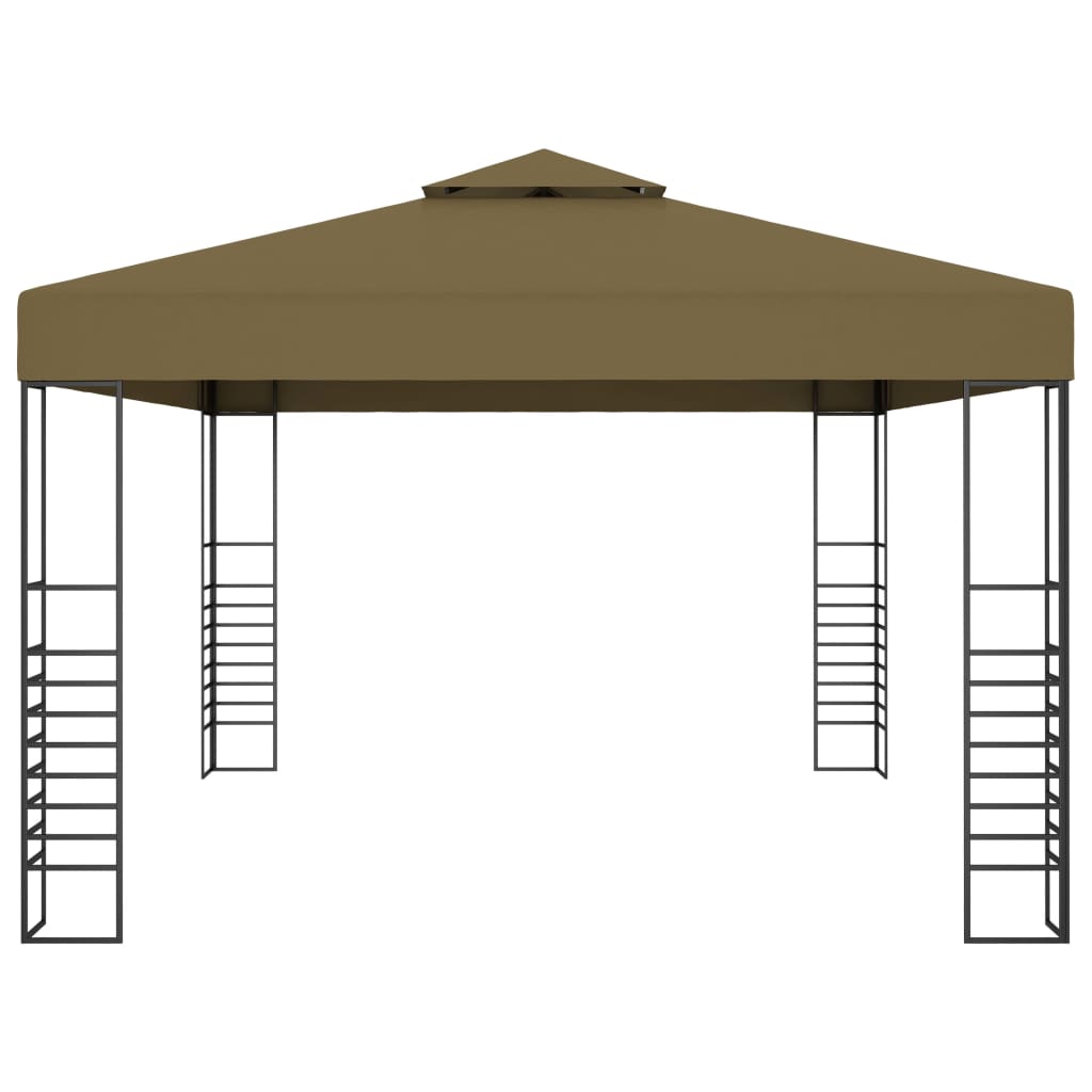 Prieel met LED-lichtslinger 3x4 m taupe