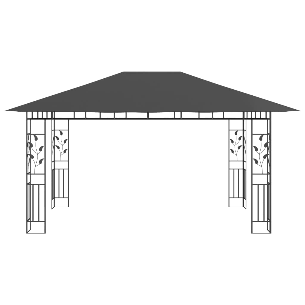 Prieel met klamboe LED-lichtslinger 4x3x2,73 m antracietkleurig