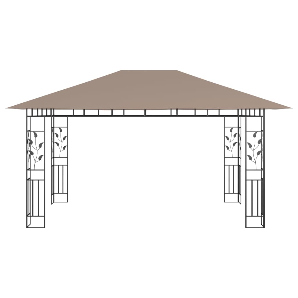 Prieel met klamboe LED-lichtslinger 180 g/m² 4x3x2,73 m taupe