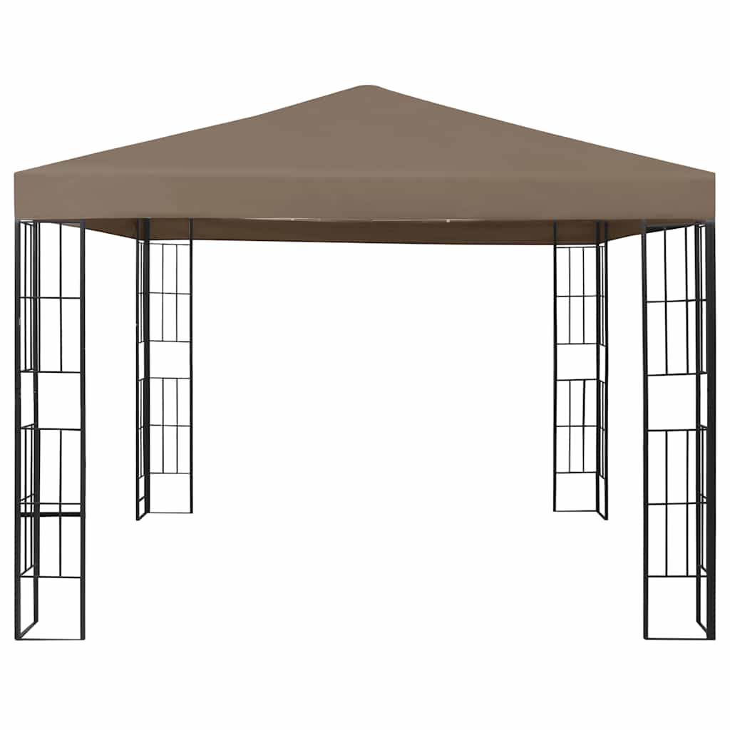 Prieel met LED-lichtslinger 3x3 m taupe