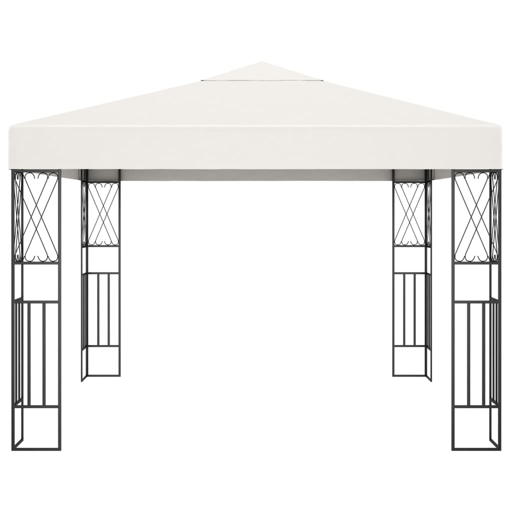 Prieel met LED-lichtslinger 3x3 m stof crèmekleurig