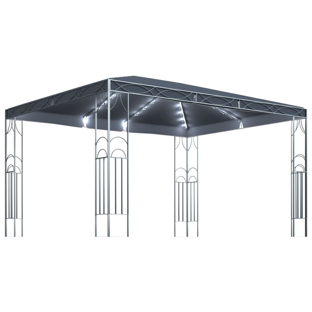 Prieel met LED-lichtslinger 400x300 cm antracietkleurig