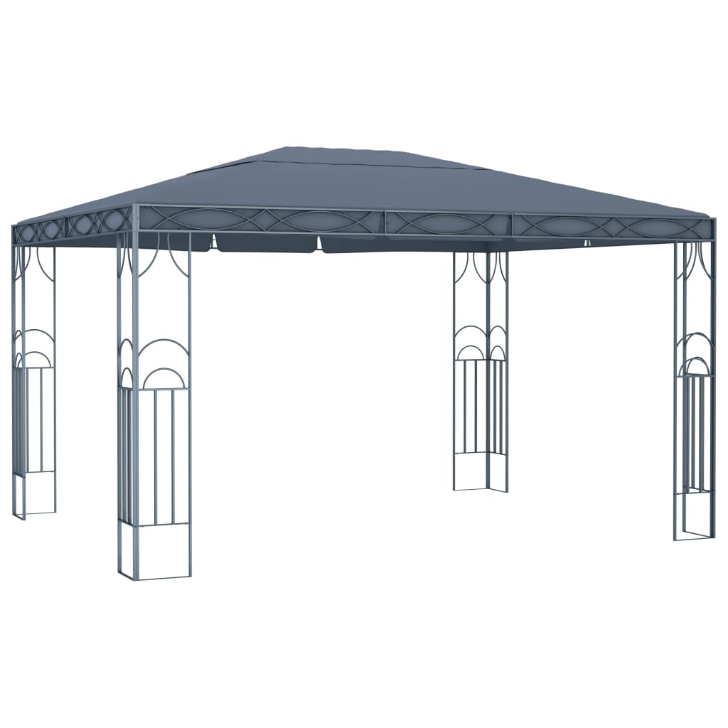 Prieel met LED-lichtslinger 400x300 cm antracietkleurig