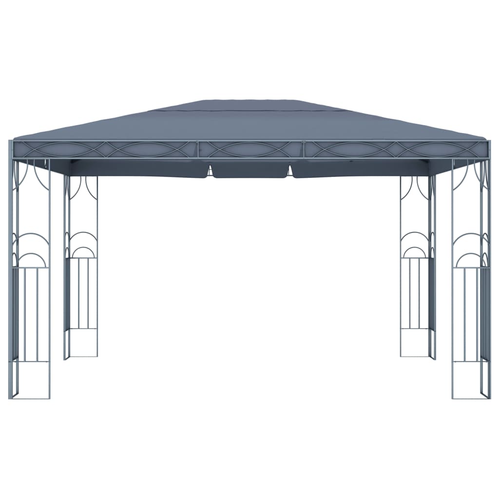 Prieel met LED-lichtslinger 400x300 cm antracietkleurig