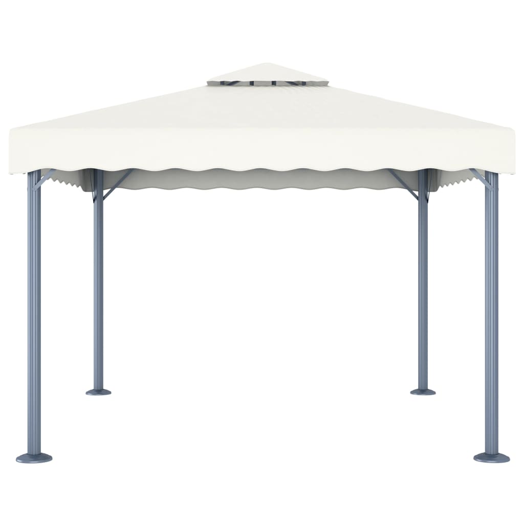 Prieel met LED-lichtslinger 300x300 cm aluminium crèmekleurig
