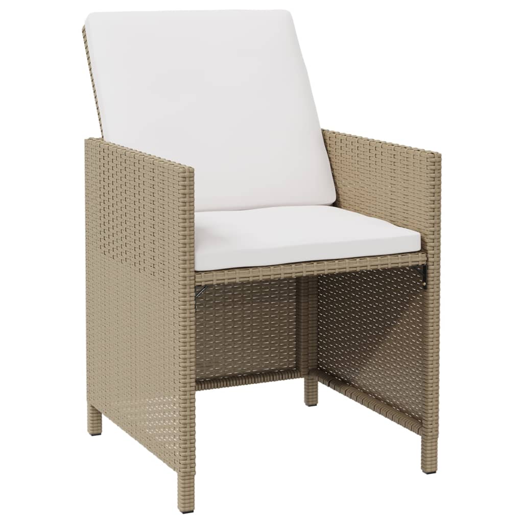 Tuinstoelen 2 st met voetenbanken poly rattan beige