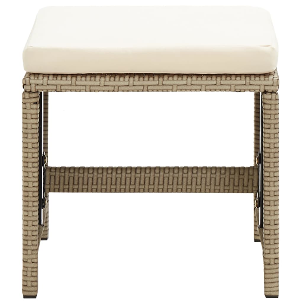 Tuinstoelen 2 st met voetenbanken poly rattan beige