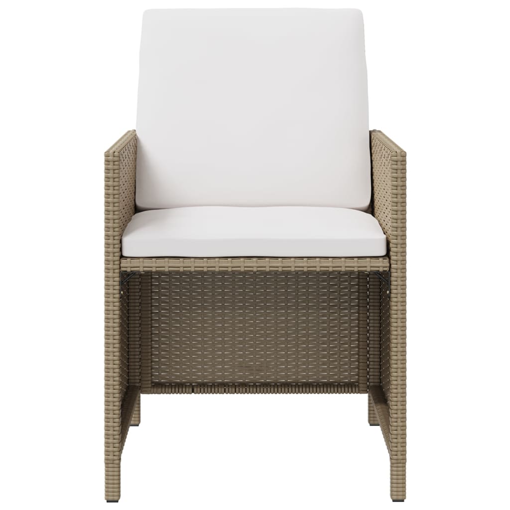 Tuinstoelen 2 st met voetenbanken poly rattan beige