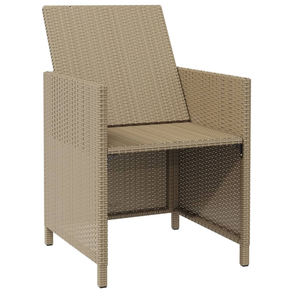 Tuinstoelen 2 st met voetenbanken poly rattan beige