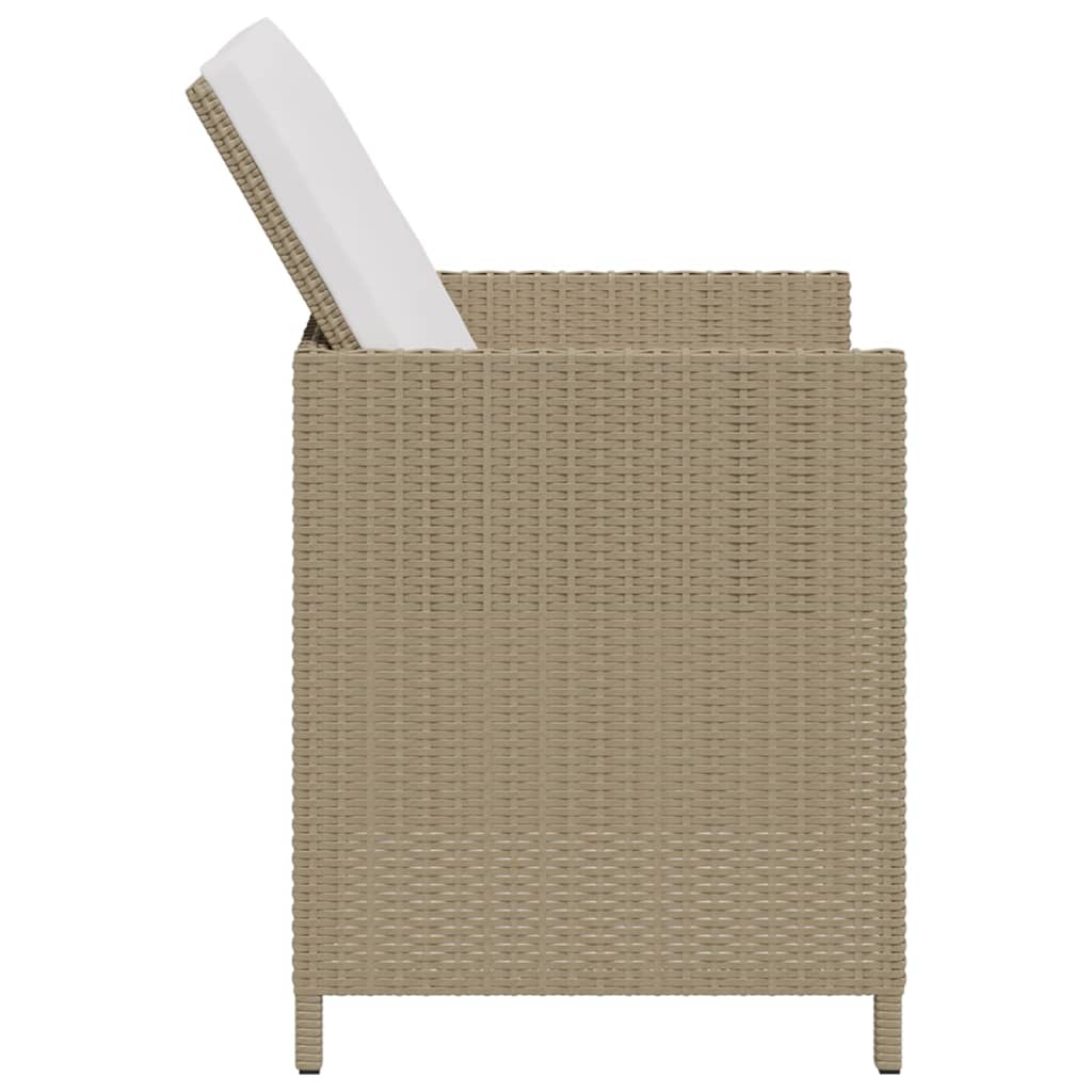 Tuinstoelen 2 st met voetenbanken poly rattan beige