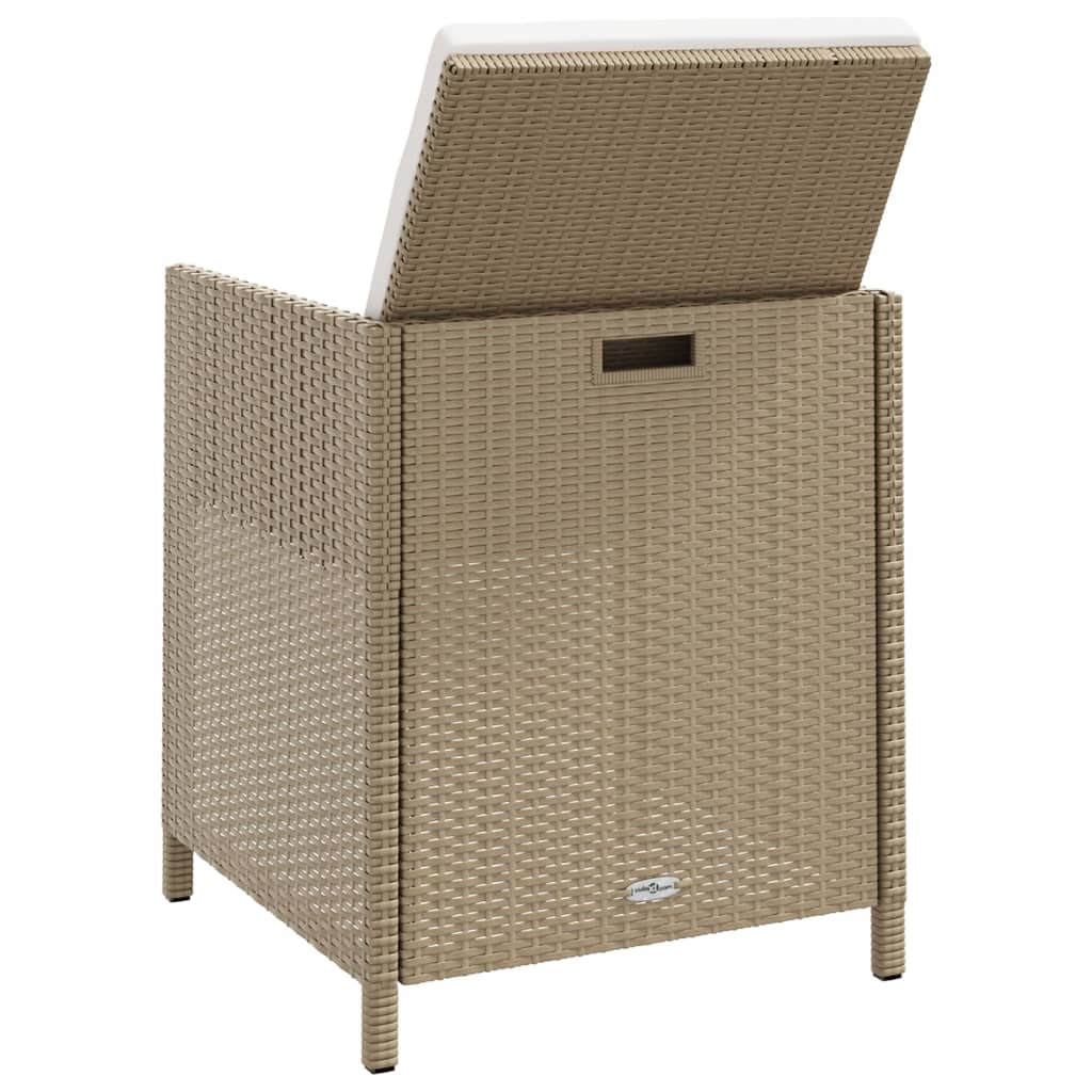 Tuinstoelen 2 st met voetenbanken poly rattan beige