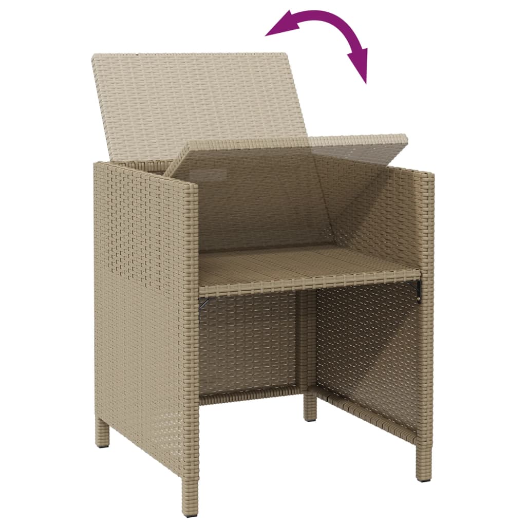 Tuinstoelen 2 st met voetenbanken poly rattan beige