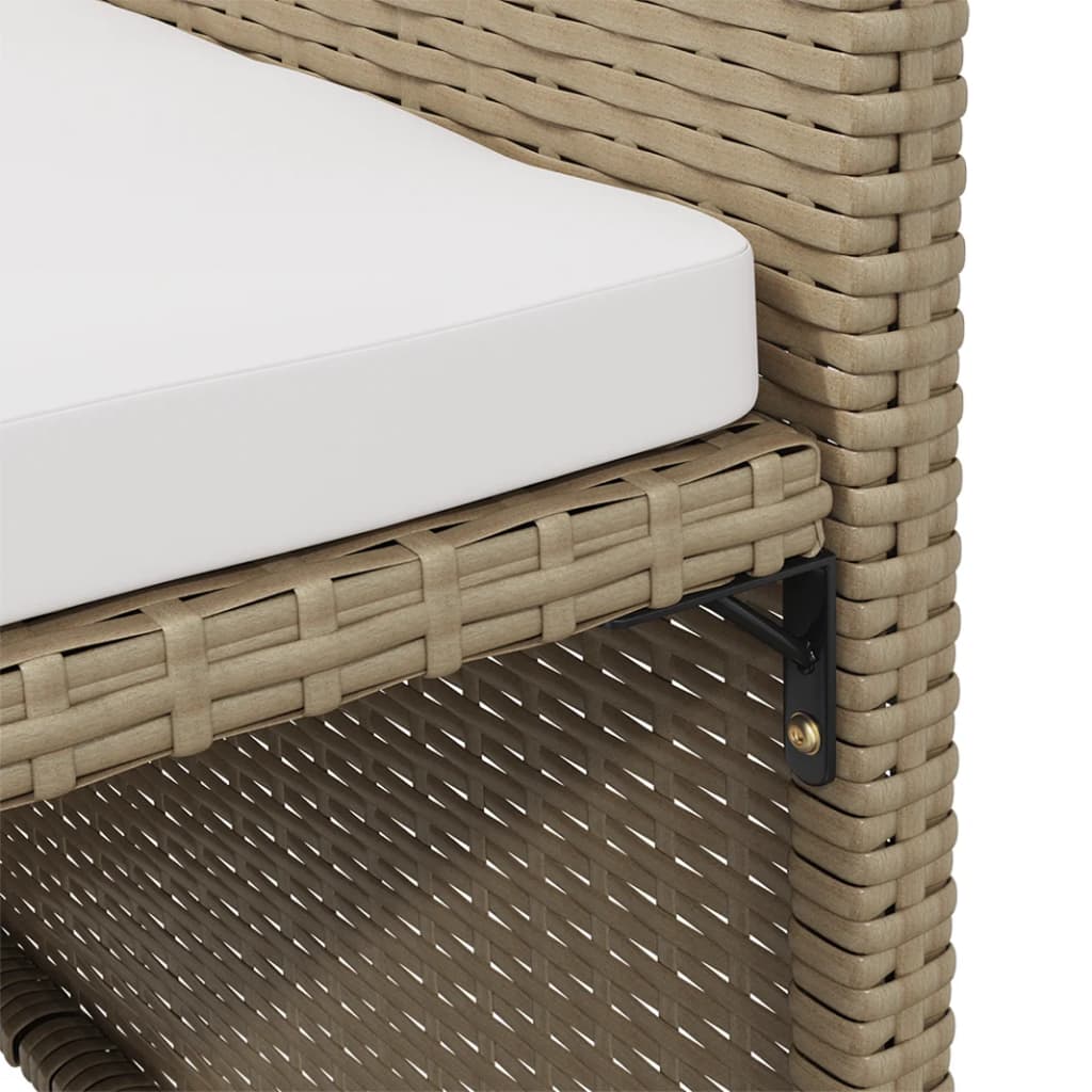 Tuinstoelen 2 st met voetenbanken poly rattan beige