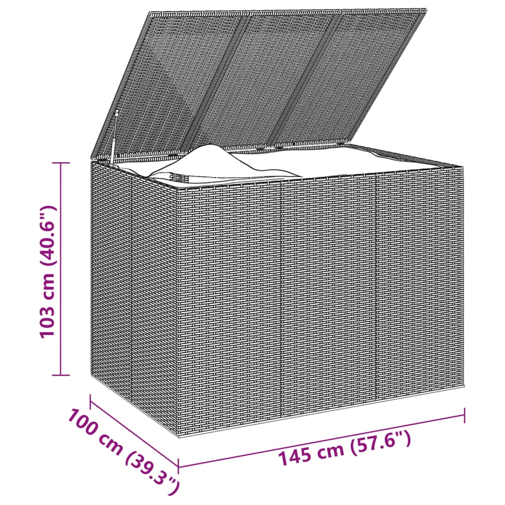 Tuinbox 145x100x103 cm polyetheen rattan zwart