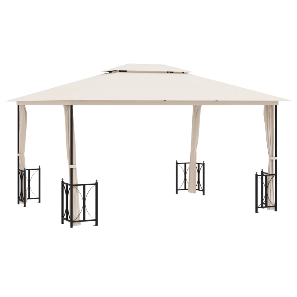 Prieel met zijwanden en dubbel dak 3x4 m crèmekleurig