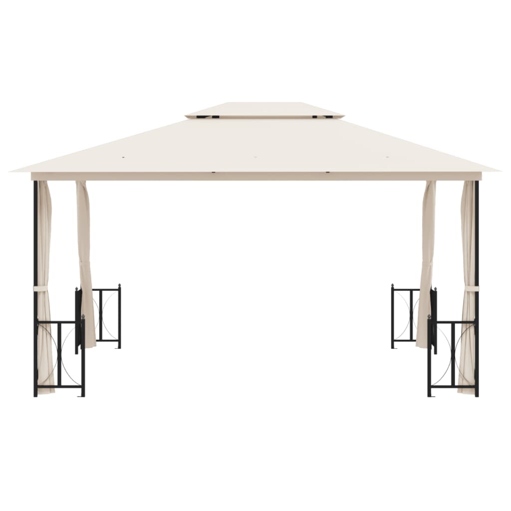Prieel met zijwanden en dubbel dak 3x4 m crèmekleurig