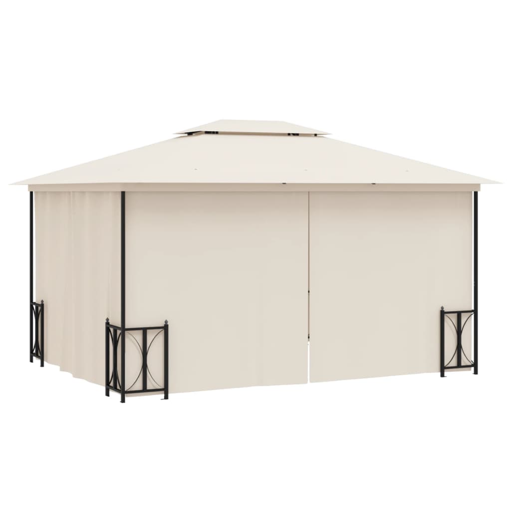 Prieel met zijwanden en dubbel dak 3x4 m crèmekleurig