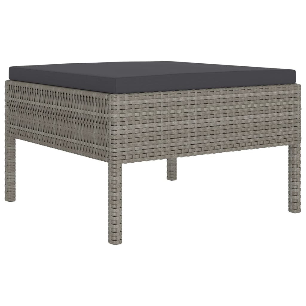 10-delige Loungeset met kussens poly rattan grijs