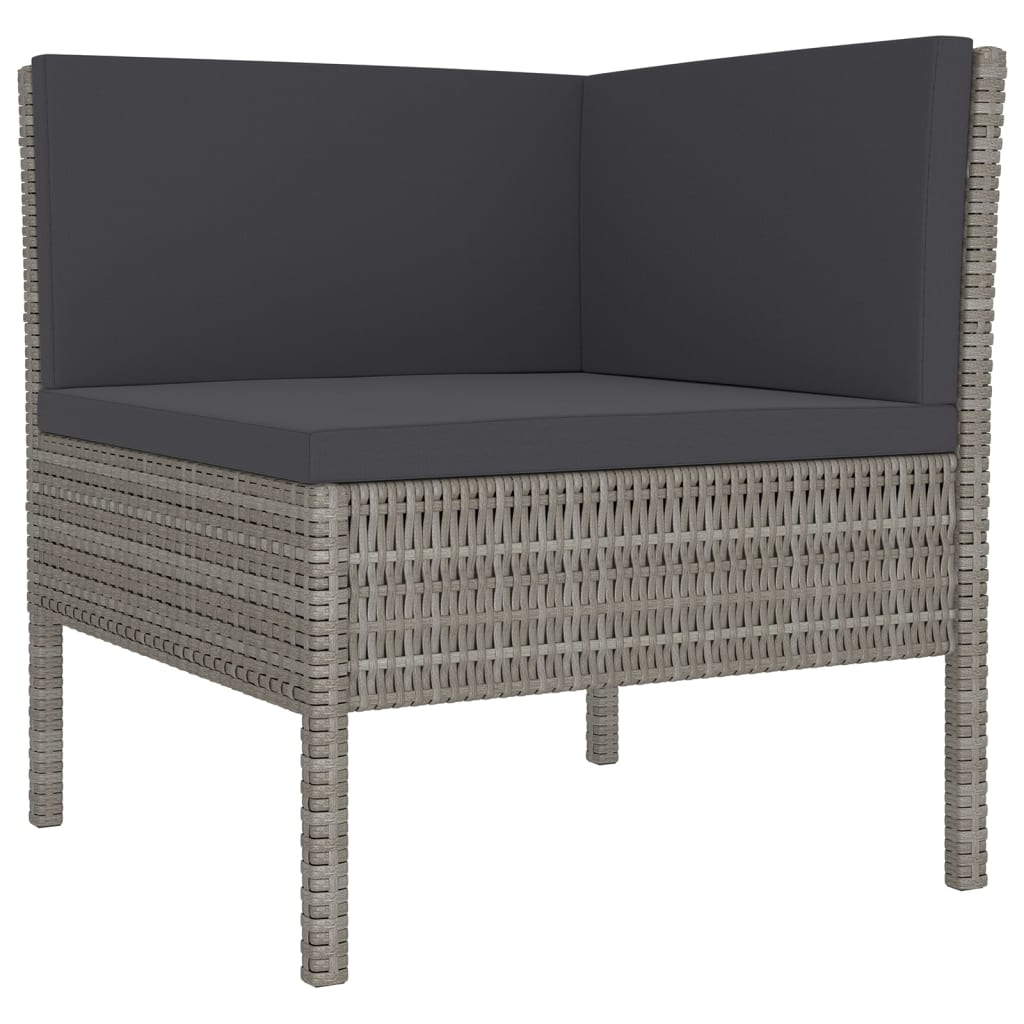 10-delige Loungeset met kussens poly rattan grijs