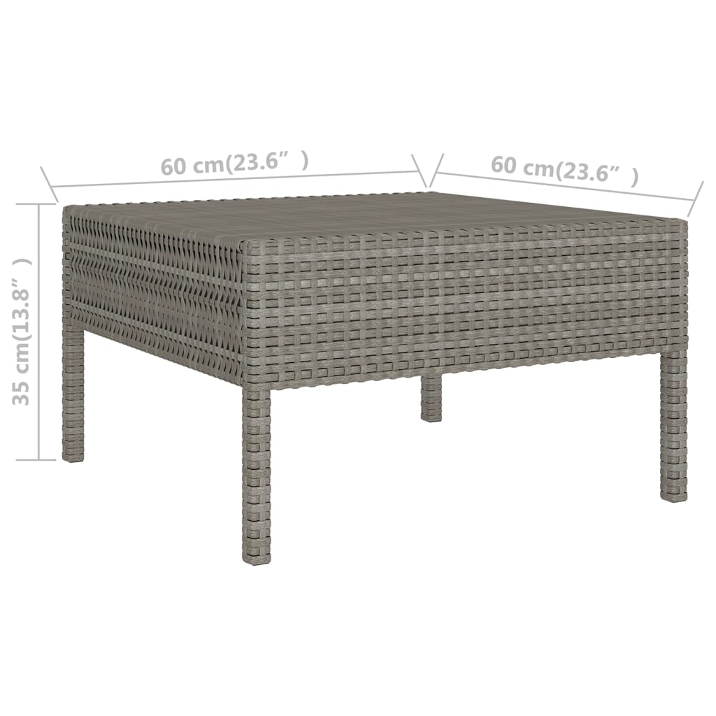 11-delige Loungeset met kussens poly rattan grijs
