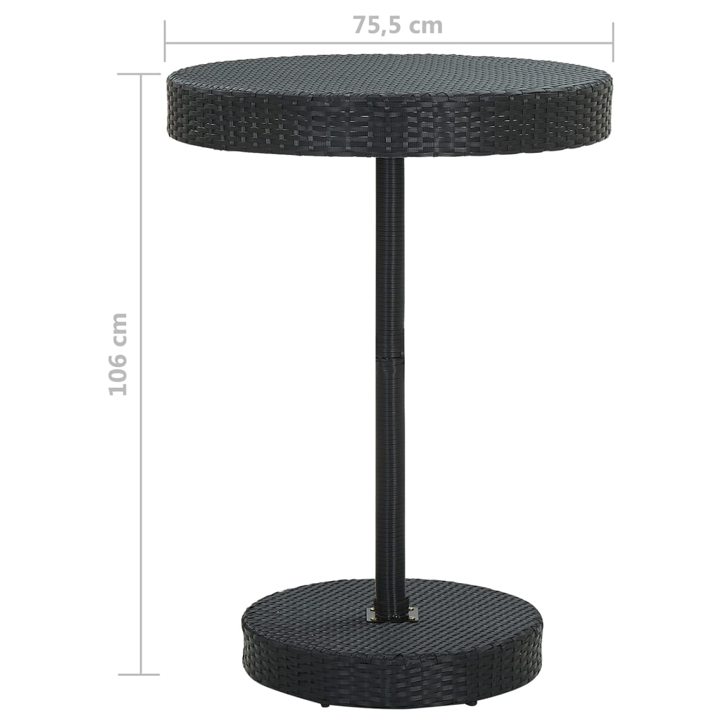 5-delige Tuinbarset met kussens poly rattan zwart