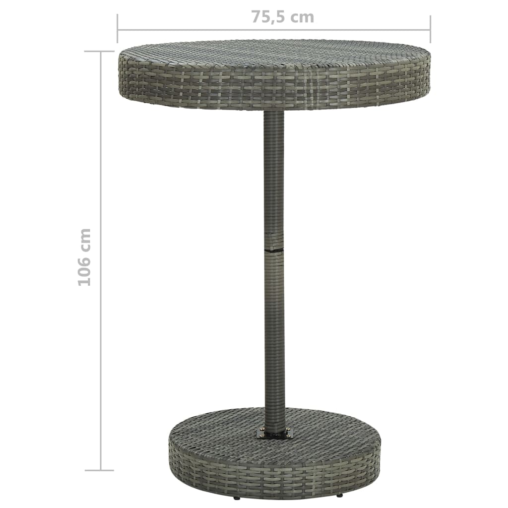 5-delige Tuinbarset met kussens poly rattan grijs