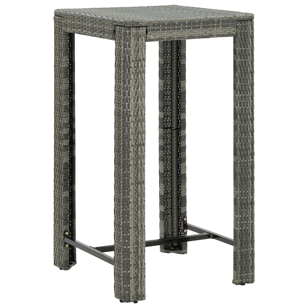 3-delige Tuinbarset met kussens poly rattan grijs