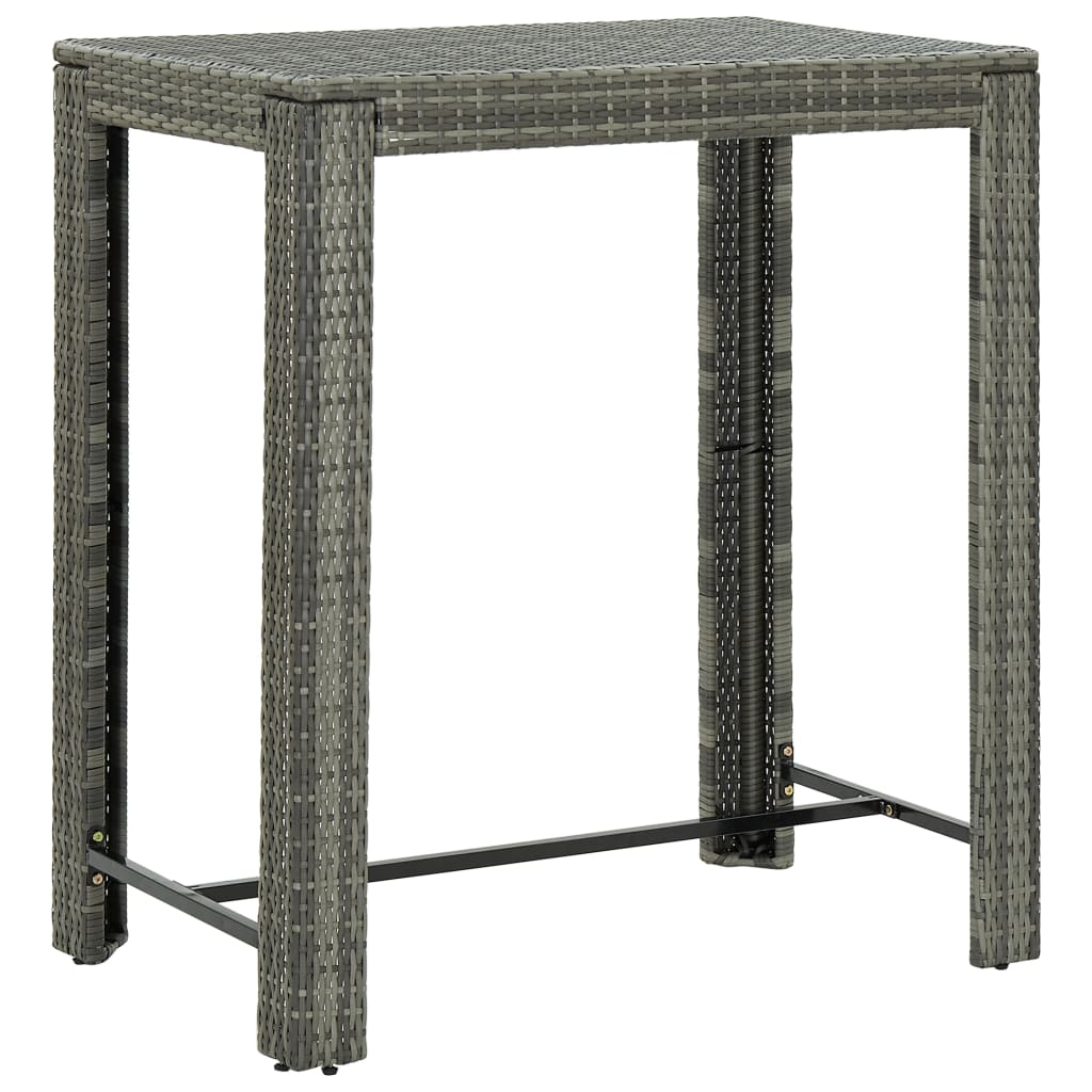 5-delige Tuinbarset met kussens poly rattan grijs