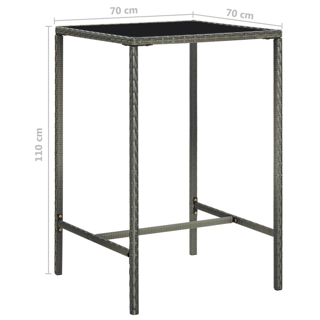5-delige Tuinbarset met kussens poly rattan grijs