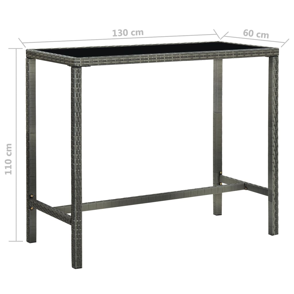 5-delige Tuinbarset met kussens poly rattan grijs