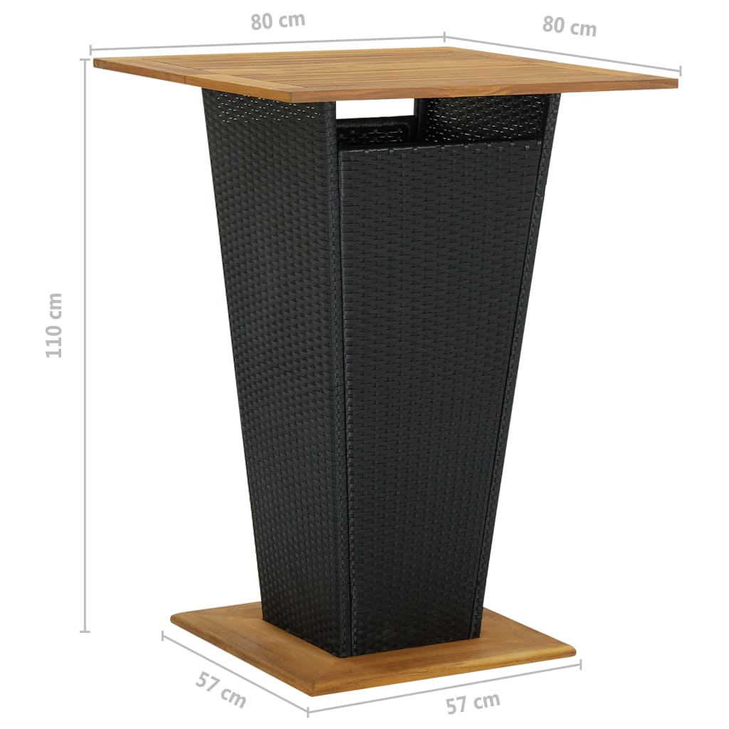 5-delige Tuinbarset met kussens poly rattan zwart