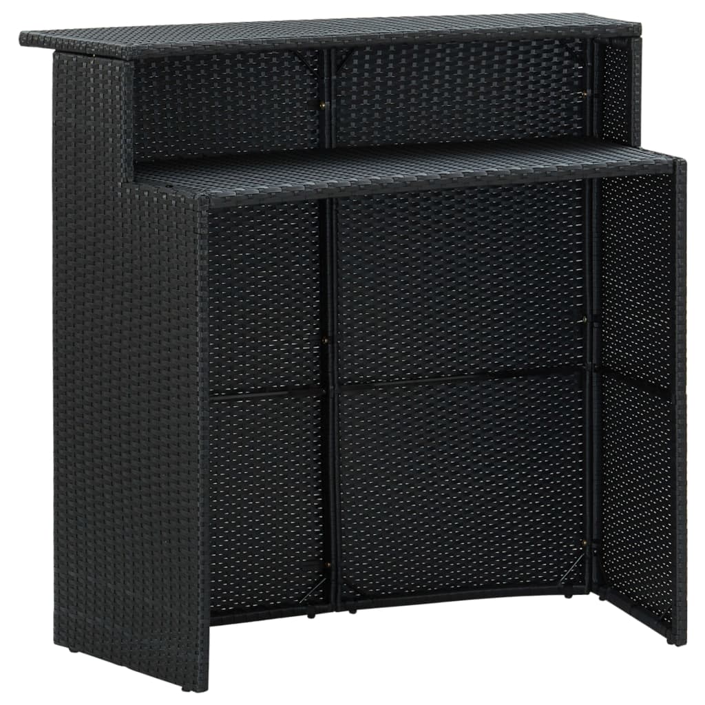 3-delige Tuinbarset met kussens poly rattan zwart