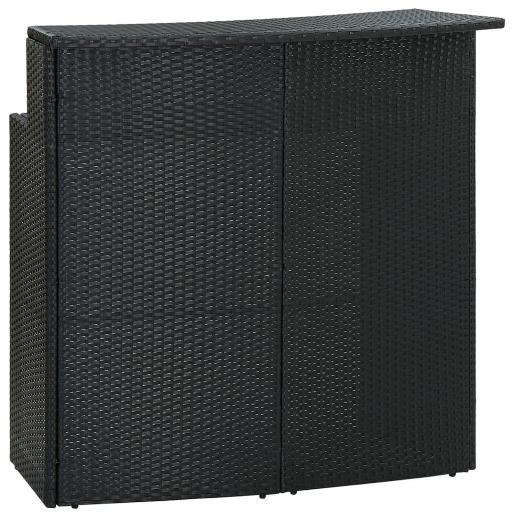 3-delige Tuinbarset met kussens poly rattan zwart