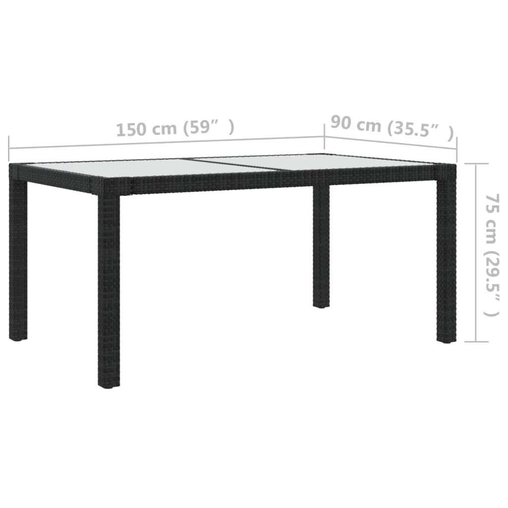5-delige Tuinset met kussens poly rattan zwart