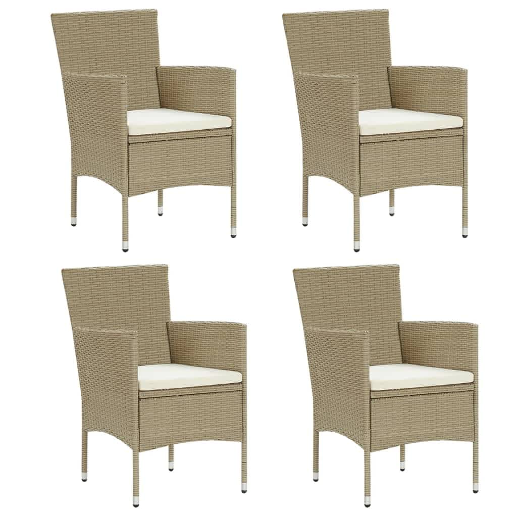 5-delige Tuinset met kussens poly rattan beige