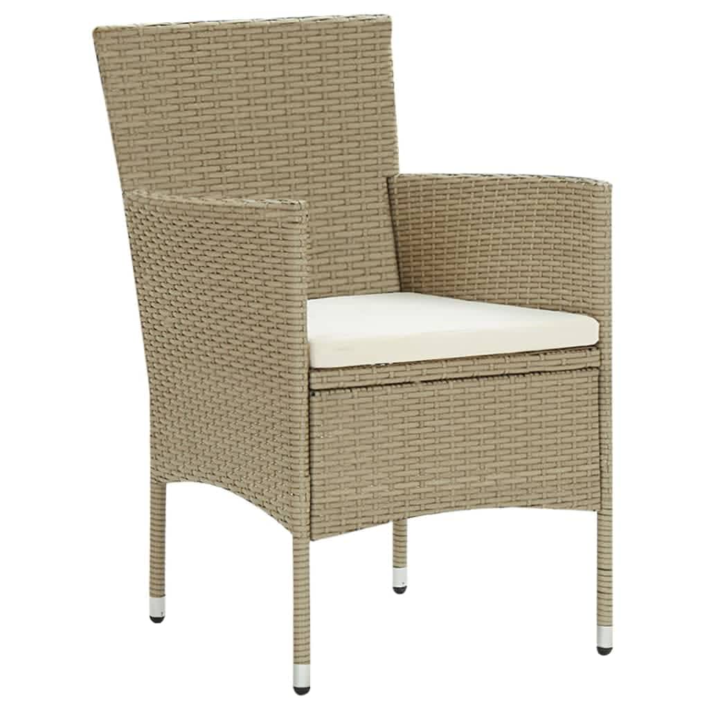 5-delige Tuinset met kussens poly rattan beige