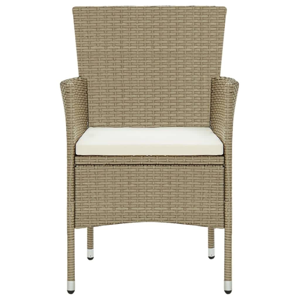 5-delige Tuinset met kussens poly rattan beige
