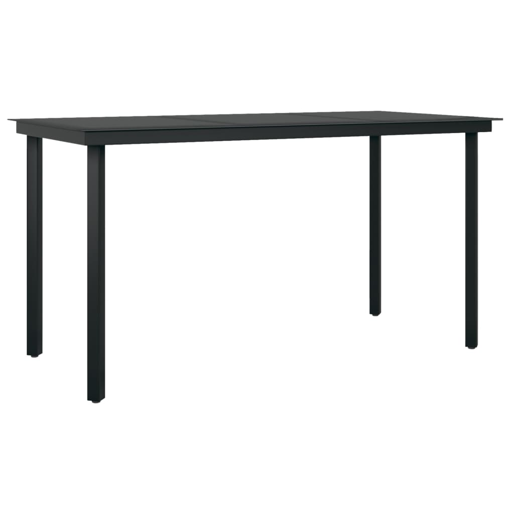 Tuintafel 140x70x74 cm staal en glas zwart